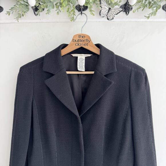 diane von furstenberg 100% Wool Black Pants Pleated Size 10 17-30811 - Picture 2 of 5